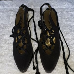 Yves Saint Laurent Black Lace Up Heels